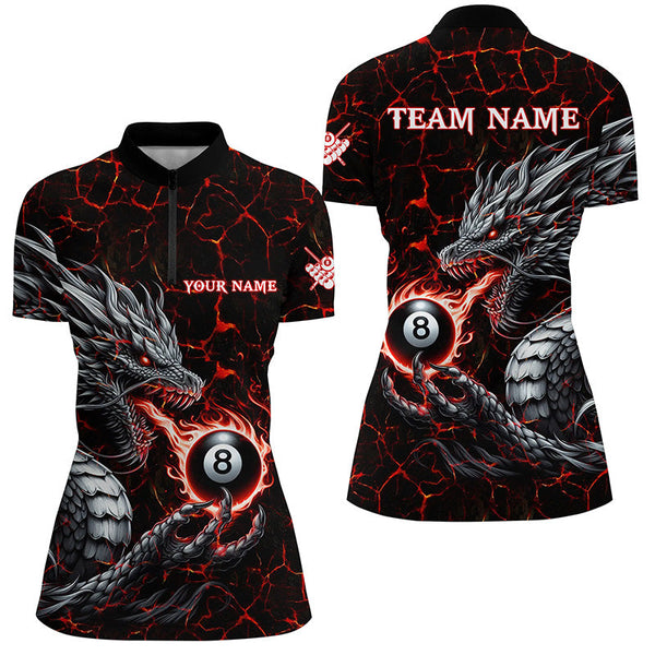 Personalized Dragon 8 Ball Pool Lightning Custom Red Women Billiard Shirts, Cool Team Billiard Jersey TDM2013