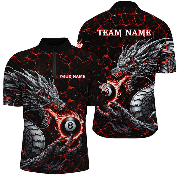 Personalized Dragon 8 Ball Pool Lightning Custom Red Men Billiard Shirts, Cool Team Billiard Jersey TDM2013