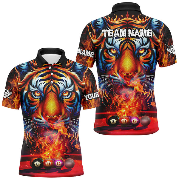 Personalized Billiard Balls Fire Tiger 3D Printed Men Billiard Shirts, Unique Team Billiard Jerseys TDM2014