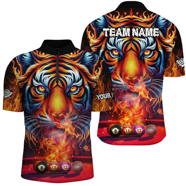 Personalized Billiard Balls Fire Tiger 3D Printed Men Billiard Shirts, Unique Team Billiard Jerseys TDM2014