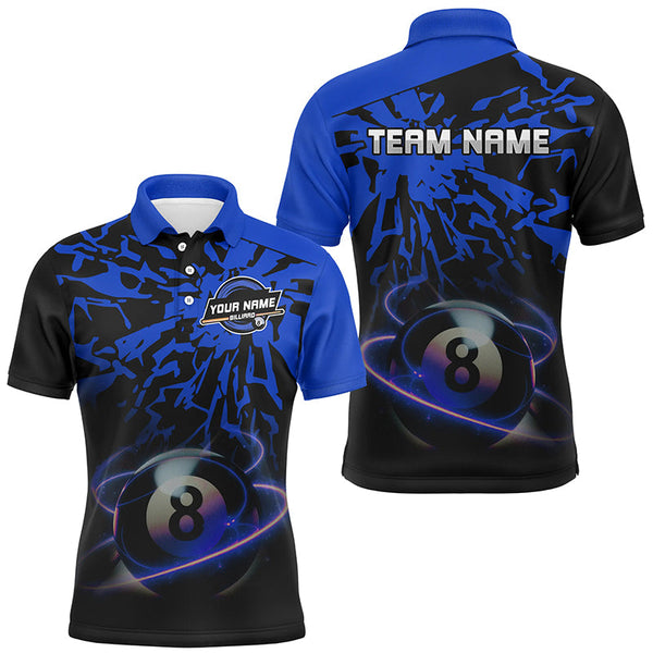 Personalized Blue Billiard Ball 8 Thunder Pool Shirts For Men Custom Billiard Jerseys Short Sleeve TDM2484