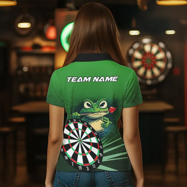 Personalized Green Funny Frogz Darts Shirts For Women Custom Darts Team Jerseys Outfit, Darts Gifts TDM3558