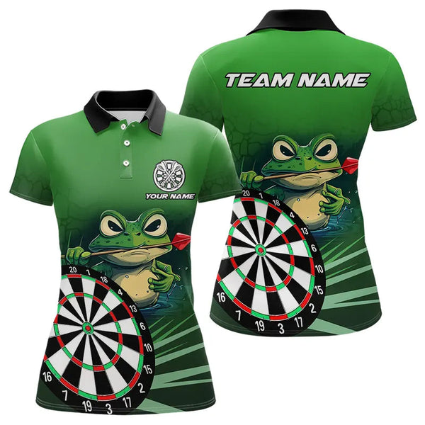 Personalized Green Funny Frogz Darts Shirts For Women Custom Darts Team Jerseys Outfit, Darts Gifts TDM3558