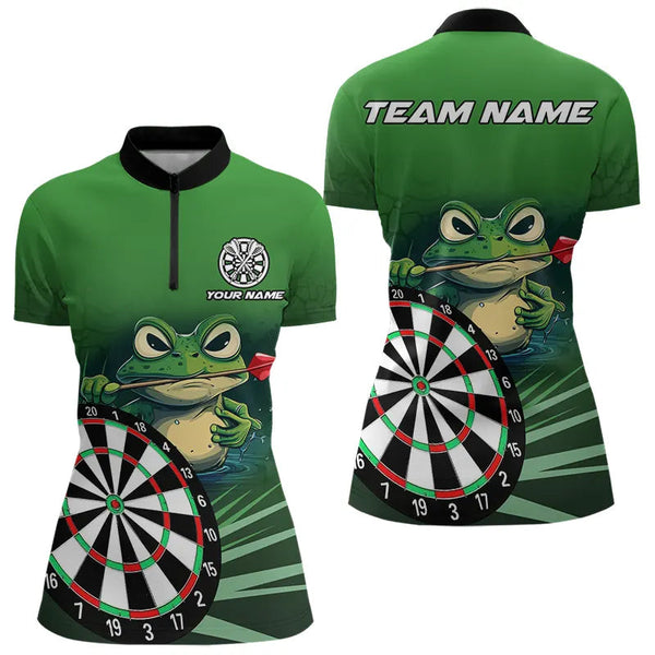 Personalized Green Funny Frogz Darts Shirts For Women Custom Darts Team Jerseys Outfit, Darts Gifts TDM3558