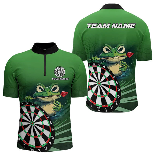 Personalized Green Funny Frogz Darts Shirts For Men Custom Darts Team Jerseys Outfit, Darts Gifts TDM3558