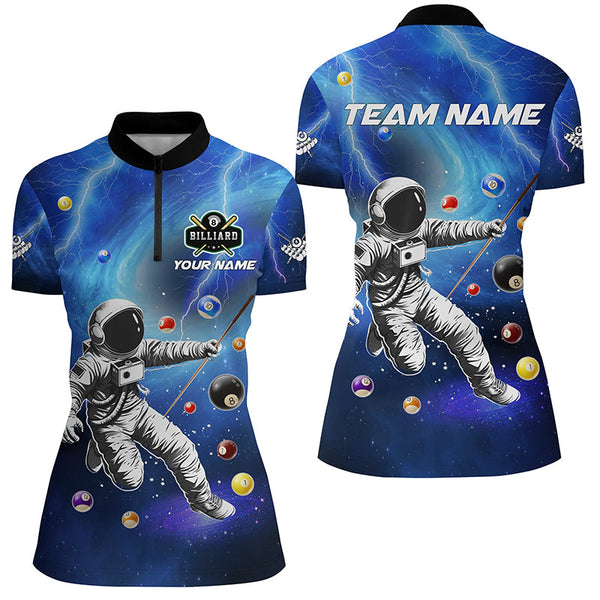 Personalized Astronaut Billiard Balls 3D Printed Shirts For Women Custom Funny Billiard Apparel |Blue TDM2015