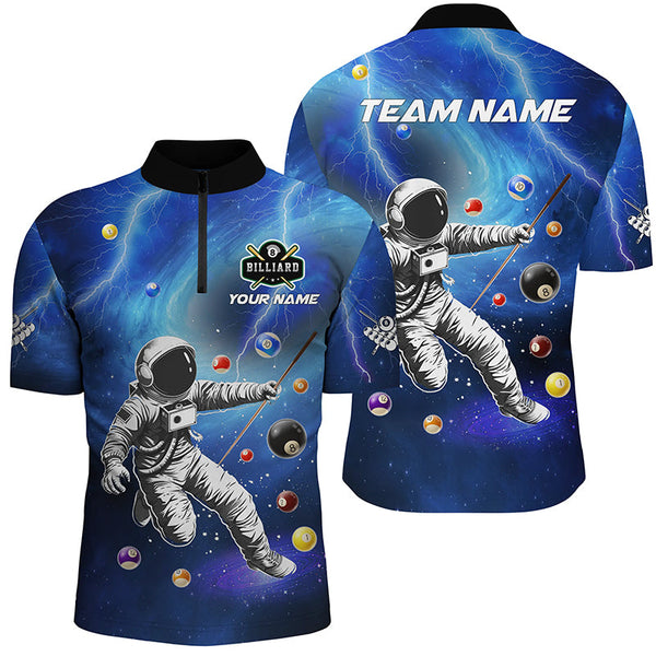 Personalized Astronaut Billiard Balls 3D Printed Shirts For Men Custom Funny Billiard Apparel |Blue TDM2015