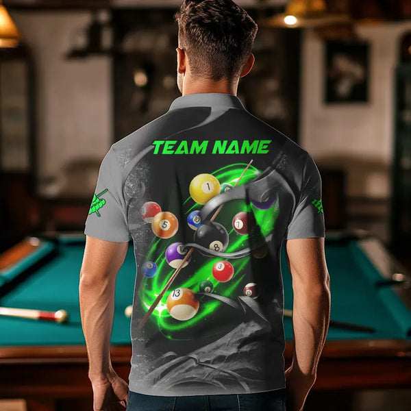 Personalized Panther Lightning 3D Billiard Balls Pool Shirts For Men, Billiard League Jersey |Green TDM3736