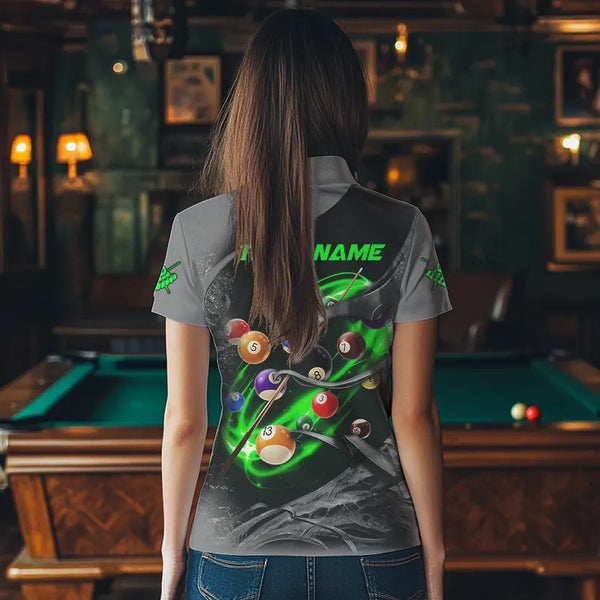 Personalized Panther Lightning 3D Billiard Balls Pool Shirts For Women, Billiard League Jersey |Green TDM3736
