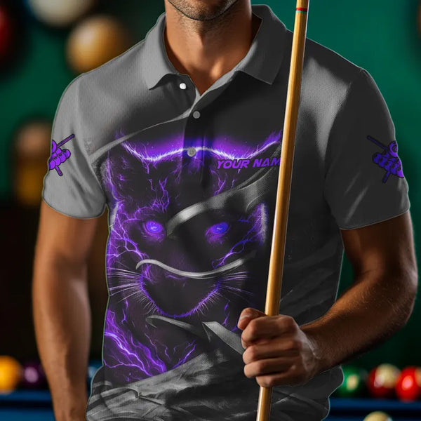 Personalized Panther Lightning 3D Billiard Balls Pool Shirts For Men, Billiard League Jersey|Purple TDM3737