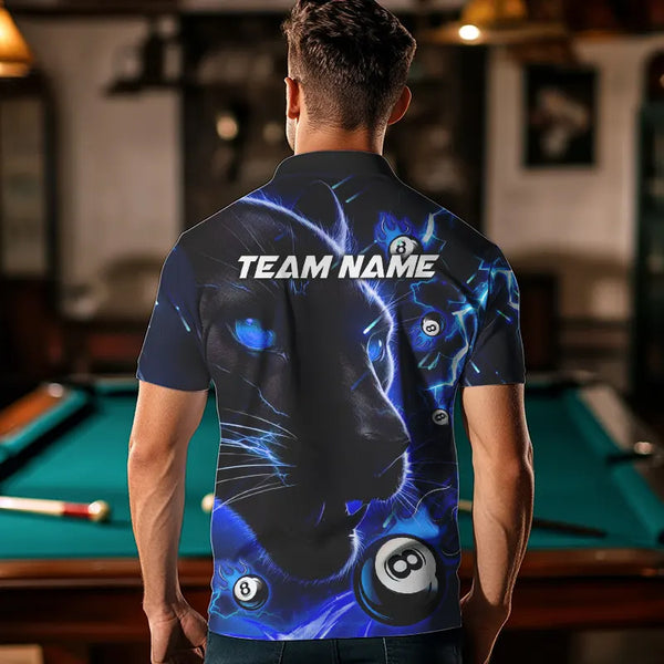 Personalized Blue 8 Ball Pool Panther 3D Billiard Shirts For Men, Team League Billiard Jerseys TDM3738
