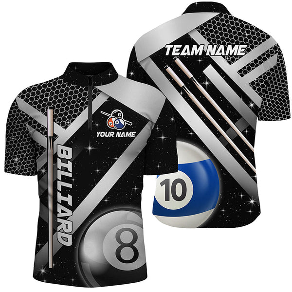Personalized Black Jerseys Billiard 8 Ball & 10 Ball Men Pool Shirts Custom Unique Billiard Uniform TDM2038
