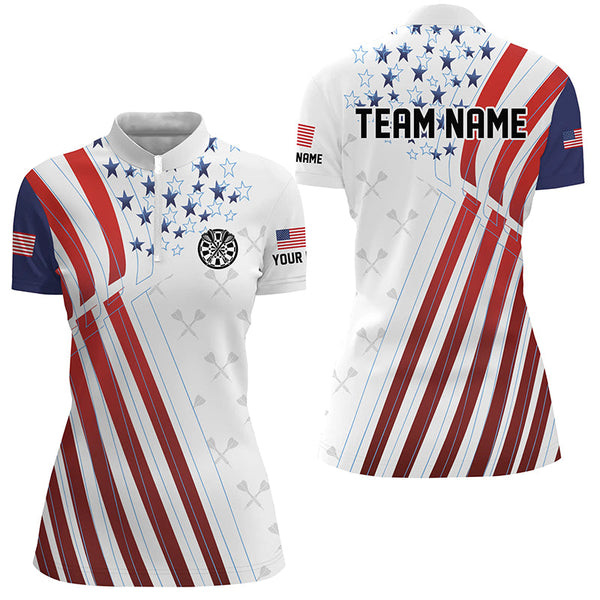 American Flag Darts Pattern Custom Darts Polo & 1/4 Zip Shirts For Women, Patriotic Dart Jerseys TDM2769