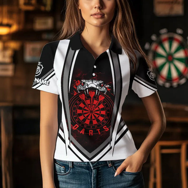 Personalized Black White Cobra Snake Dart Shirts For Women Custom Team Outfit Darts Jerseys | Red TDM3586