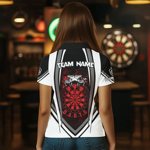 Personalized Black White Cobra Snake Dart Shirts For Women Custom Team Outfit Darts Jerseys | Red TDM3586