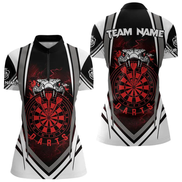 Personalized Black White Cobra Snake Dart Shirts For Women Custom Team Outfit Darts Jerseys | Red TDM3586