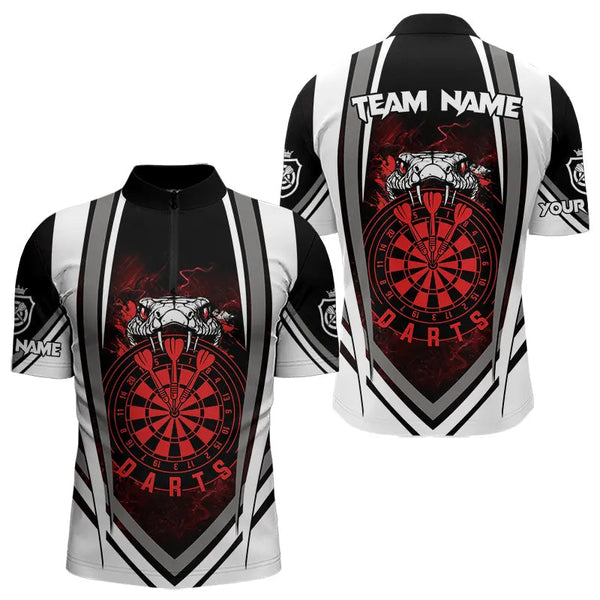 Personalized Black White Cobra Snake Dart Shirts For Men Custom Team Outfit Darts Jerseys | Red TDM3586