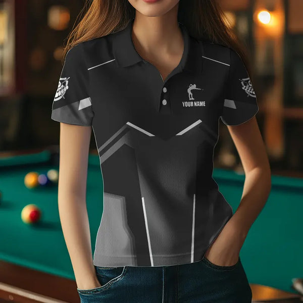Billiard Jerseys For Women Custom Polo & Quarter-Zip Billiard Shirts, Team Pooler Short Sleeve |White TDM3742