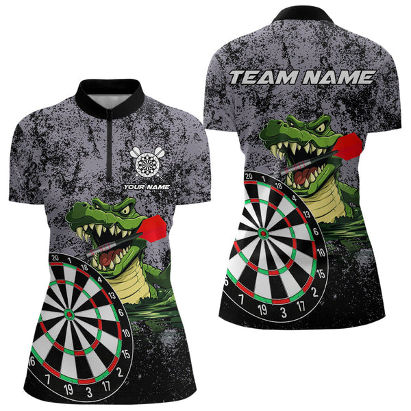 Personalized Green Funny Crocodilian Grunge Darts Shirts For Women, Darts Team Jerseys, Darts Gifts TDM3244