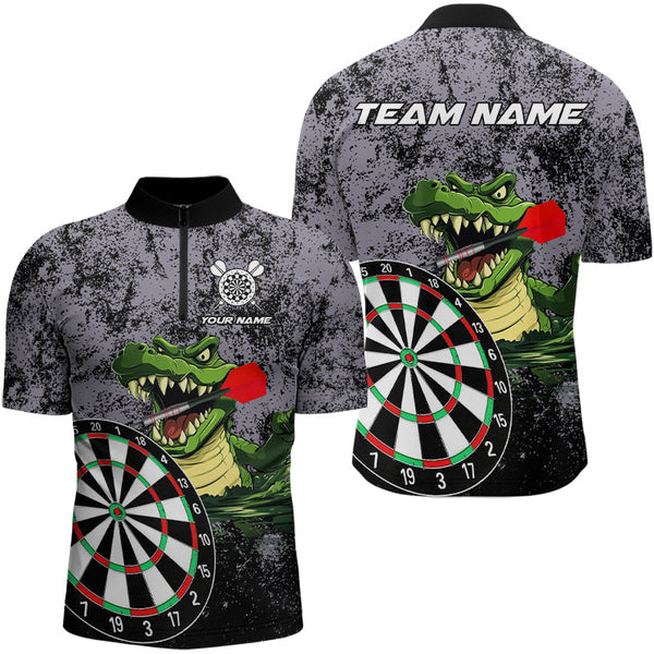 Personalized Green Funny Crocodilian Grunge Darts Shirts For Men, Darts Team Jerseys, Darts Gifts TDM3244