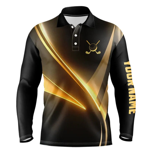 Yellow And Black Geometric Men Golf Shirt Short Sleeve Polo Shirts Custom Men Golf Tops Gifts TDM3260