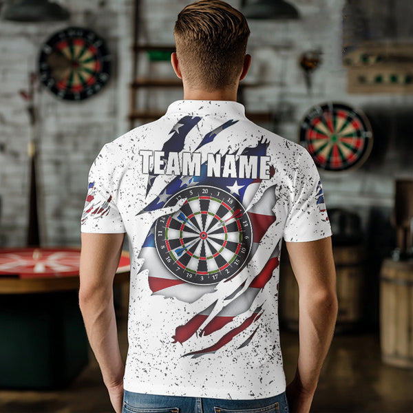 Patriotic Grunge US Flag Darts Shirt With Pocket For Men Custom Darts Jersey TDM3211