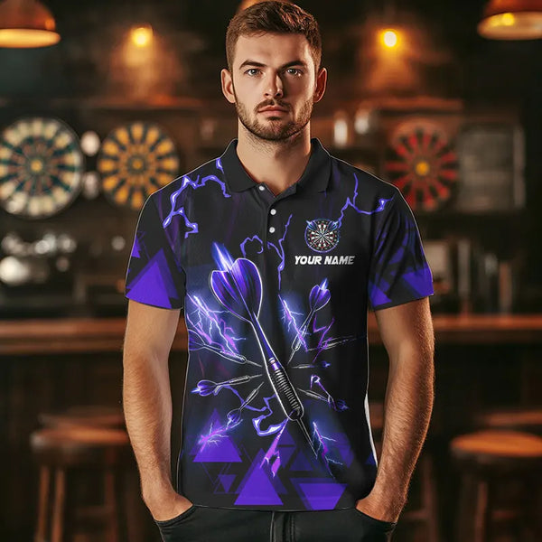 Blue Darts Arrow Thunder Lightning Dart Shirts For Men Custom Dart Team Jerseys Polo & 1/4 Zip TDM3765