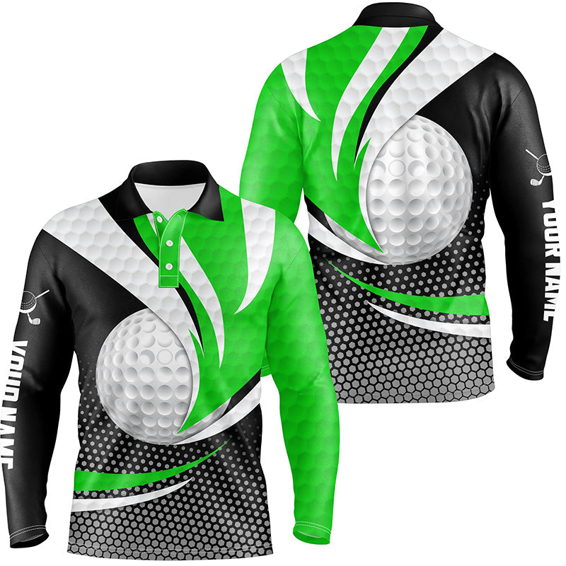 Green Black Mens Golf Polo Shirts Custom Golf Balls Golf Outfit For Me ...