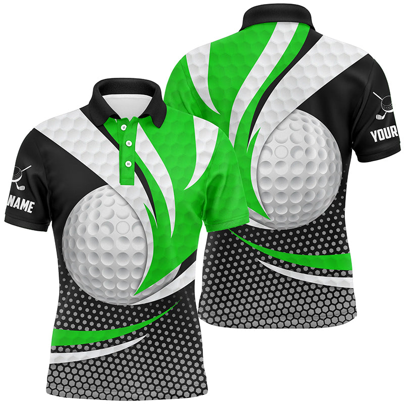 Green Black Mens Golf Polo Shirts Custom Golf Balls Golf Outfit For Me ...