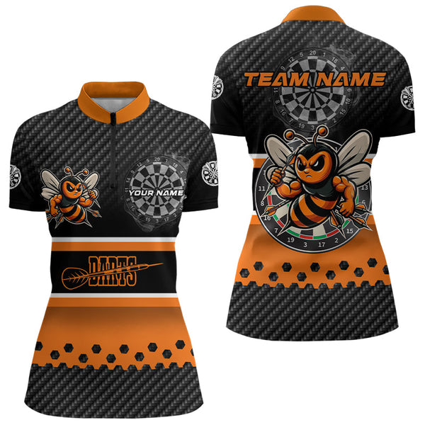 Black Orange Darts Bee Custom Name Darts Shirts For Women, Funny Darts Apparel, Best Darts Gifts TDM3263