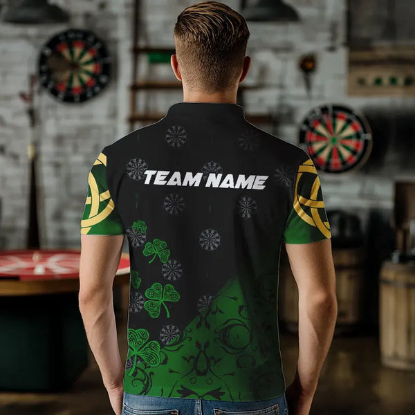 Black And Green St Patrick Day Luckiest Shamrock Dart Shirts For Men Custom Darts Team Jerseys TDM3457
