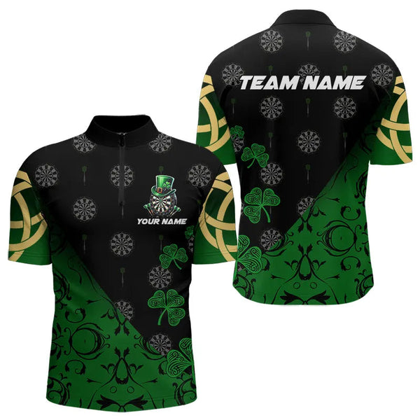 Black And Green St Patrick Day Luckiest Shamrock Dart Shirts For Men Custom Darts Team Jerseys TDM3457