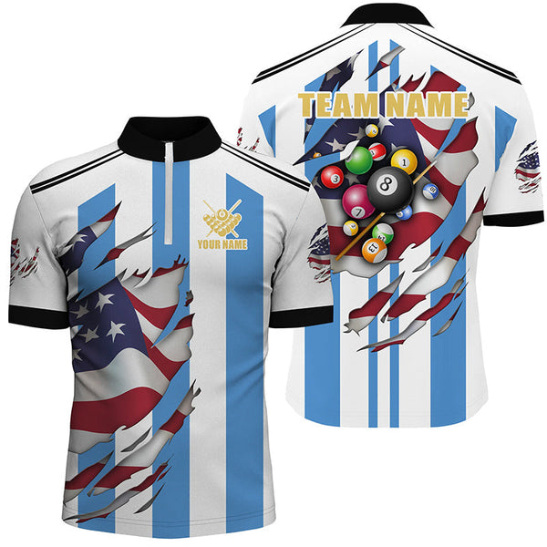Grunge US Argentina Flag 3D Billiard Balls Pool Shirts For Men Custom Patriotic Billiard Jerseys TDM2074