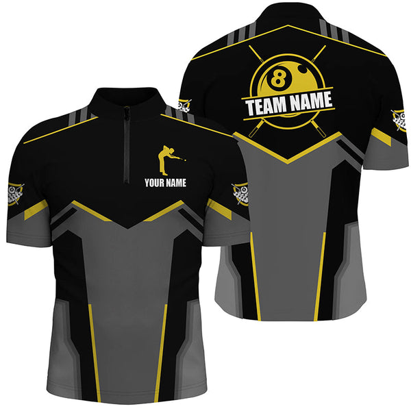Billiard Jerseys For Men Custom Polo & Quarter-Zip Billiard Shirts, Team Pooler Short Sleeve |Yellow TDM2322