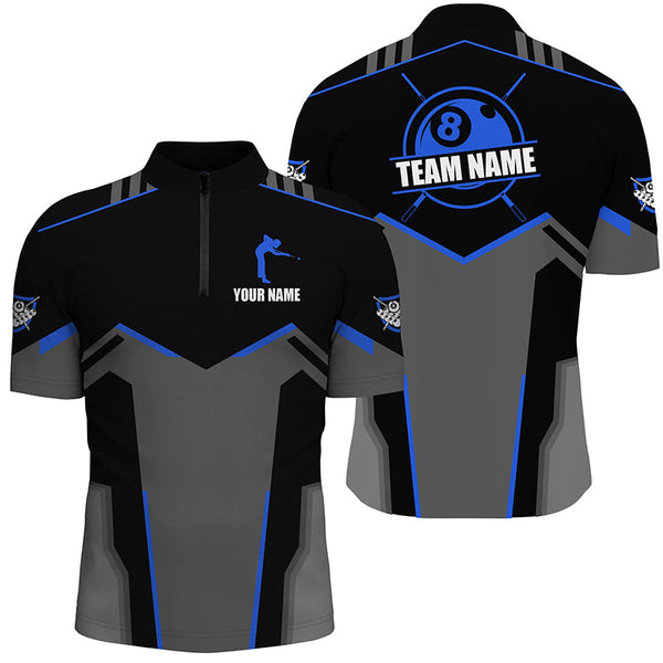 Billiard Jerseys For Men Custom Polo & Quarter-Zip Billiard Shirts, Team Pooler Short Sleeve |Blue TDM2324