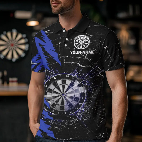 Black And Blue Darts Board Break Glass Custom Dart Shirts For Men, Darts Team Shirts Dart Jerseys TDM3494