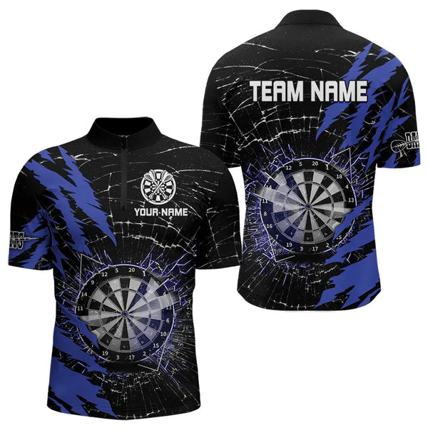 Black And Blue Darts Board Break Glass Custom Dart Shirts For Men, Darts Team Shirts Dart Jerseys TDM3494