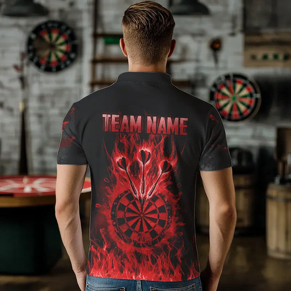 Fire Flame Darts Board American Flag Skull Dart Shirts For Men Custom Darts Team Jerseys |Red TDM3646