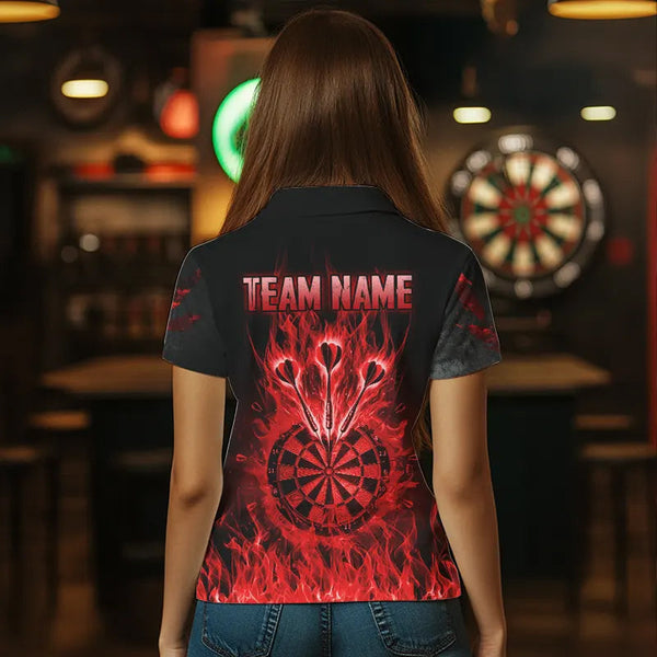 Fire Flame Darts Board American Flag Skull Dart Shirts For Women Custom Darts Team Jerseys |Red TDM3646