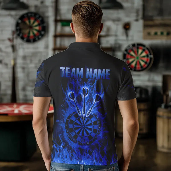 Fire Flame Darts Board American Flag Skull Dart Shirts For Men Custom Darts Team Jerseys |Blue TDM3647
