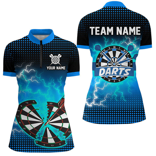 Funny Blue Crack Dartboard Thunder Lightning 3D Printed Custom Women Darts Shirts Darts Team Jerseys TDM1917
