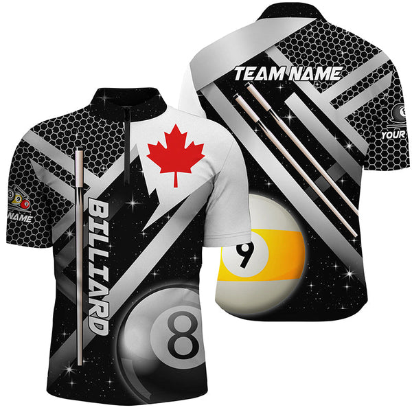 Canada Leaf Black Jerseys Custom Billiard 8 & 9 Ball Pool Shirts For Men Patriotic Billiard Jerseys TDM2362