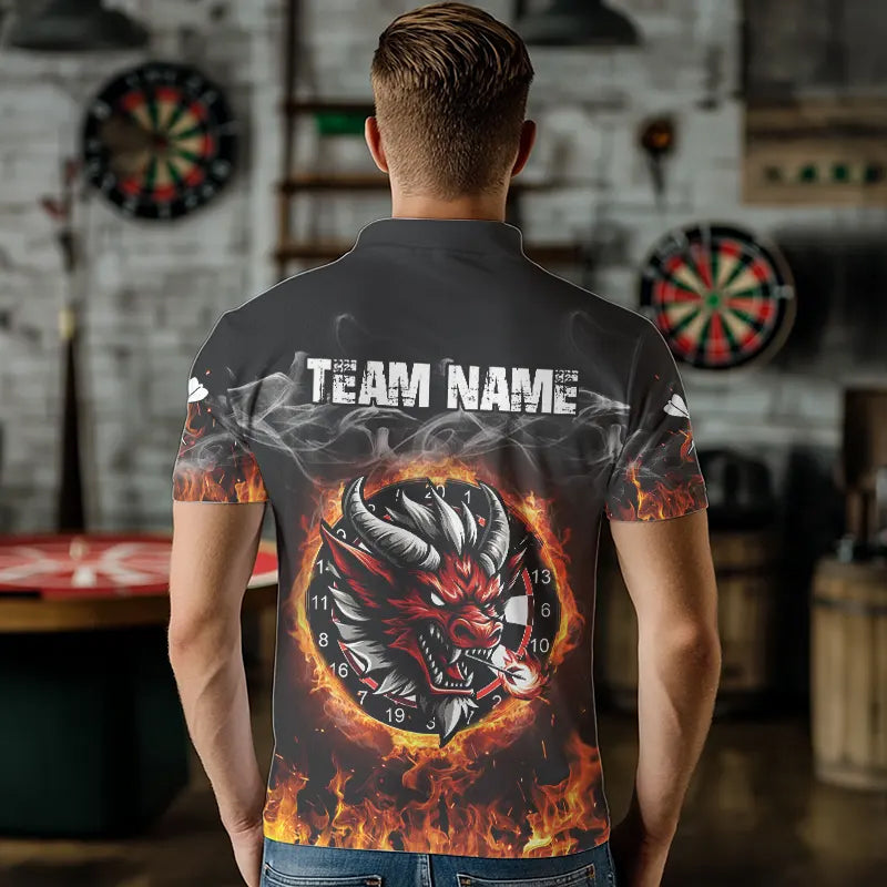 Personalized Fire Dartboard Dragon Dart Shirts For Men Custom Dart Team Jersey Polo & Quarter Zip TDM3808