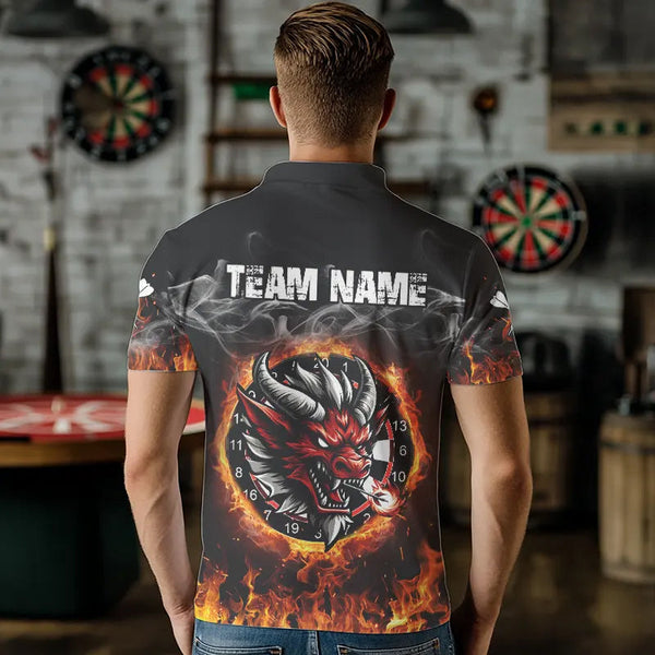Personalized Fire Dartboard Dragon Dart Shirts For Men Custom Dart Team Jersey Polo & Quarter Zip TDM3808