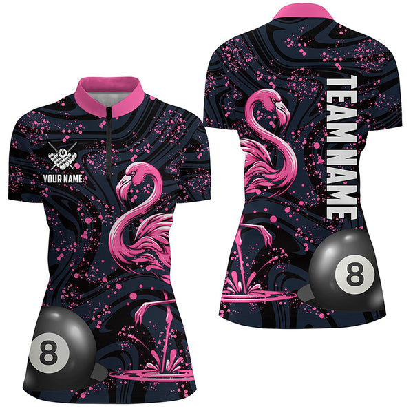 Pink Grunge Flamingo 8 Ball Pool Billiard Shirts For Women Custom Unique Billiard Jerseys Apparel TDM2117