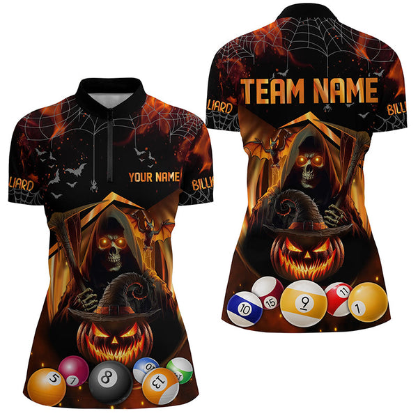 Halloween Grim Reaper Custom Billiard Balls Jerseys For Women, Funny Halloween Billiard Shirts Gift TDM2378