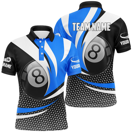 Personalized  8 Ball Billiard Blue Version 3D Polo Shirts For Men Best Custom Gifts For Pooler TDM0238