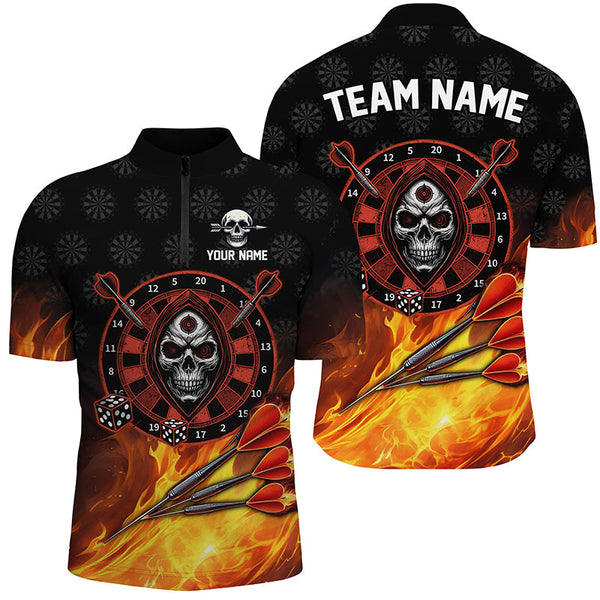 Personalized Skull Best Dart Board 3D Printed Darts Jerseys For Men, Flame Darts Team Shirts |Red TDM2385