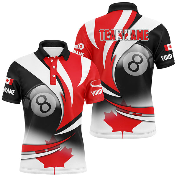 Personalized 8 Ball Pool Canada Flag Version Billiard Shirts For Men, Patriotic Billiard Jerseys TDM2137