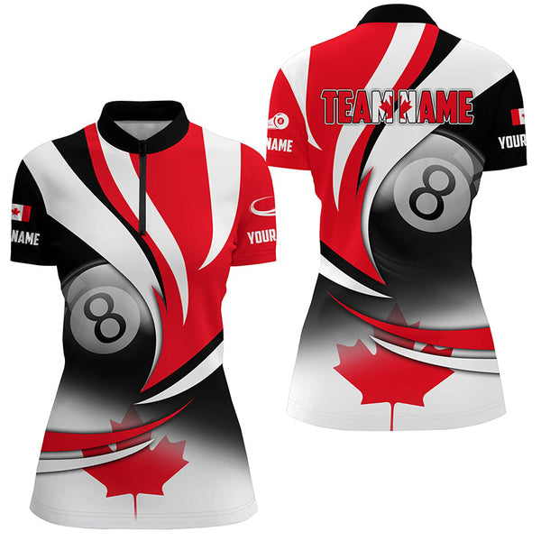 Personalized 8 Ball Pool Canada Flag Version Billiard Shirts For Women, Patriotic Billiard Jerseys TDM2137